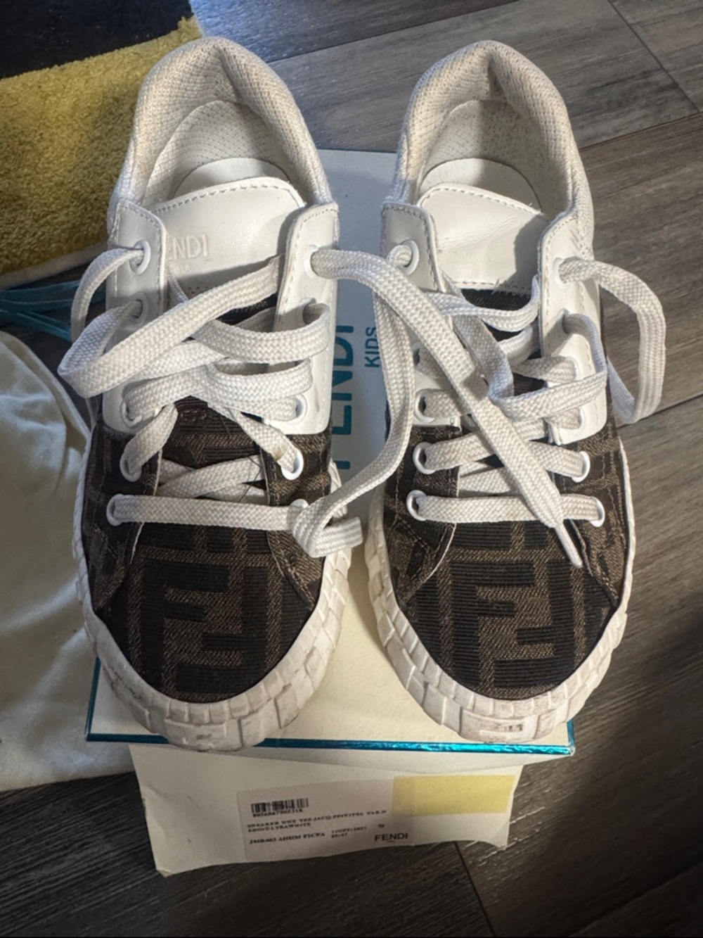 Fendi Kids Brown & White Logo Low-Top Sneakers